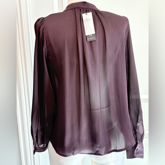 XS banana Republic XS Long Sleeve Chocolate Brown Blouse NWT - Picture 2 of 6
